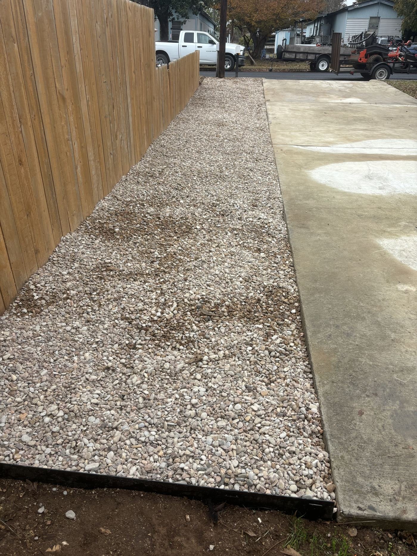 Stone-lined tree garden path