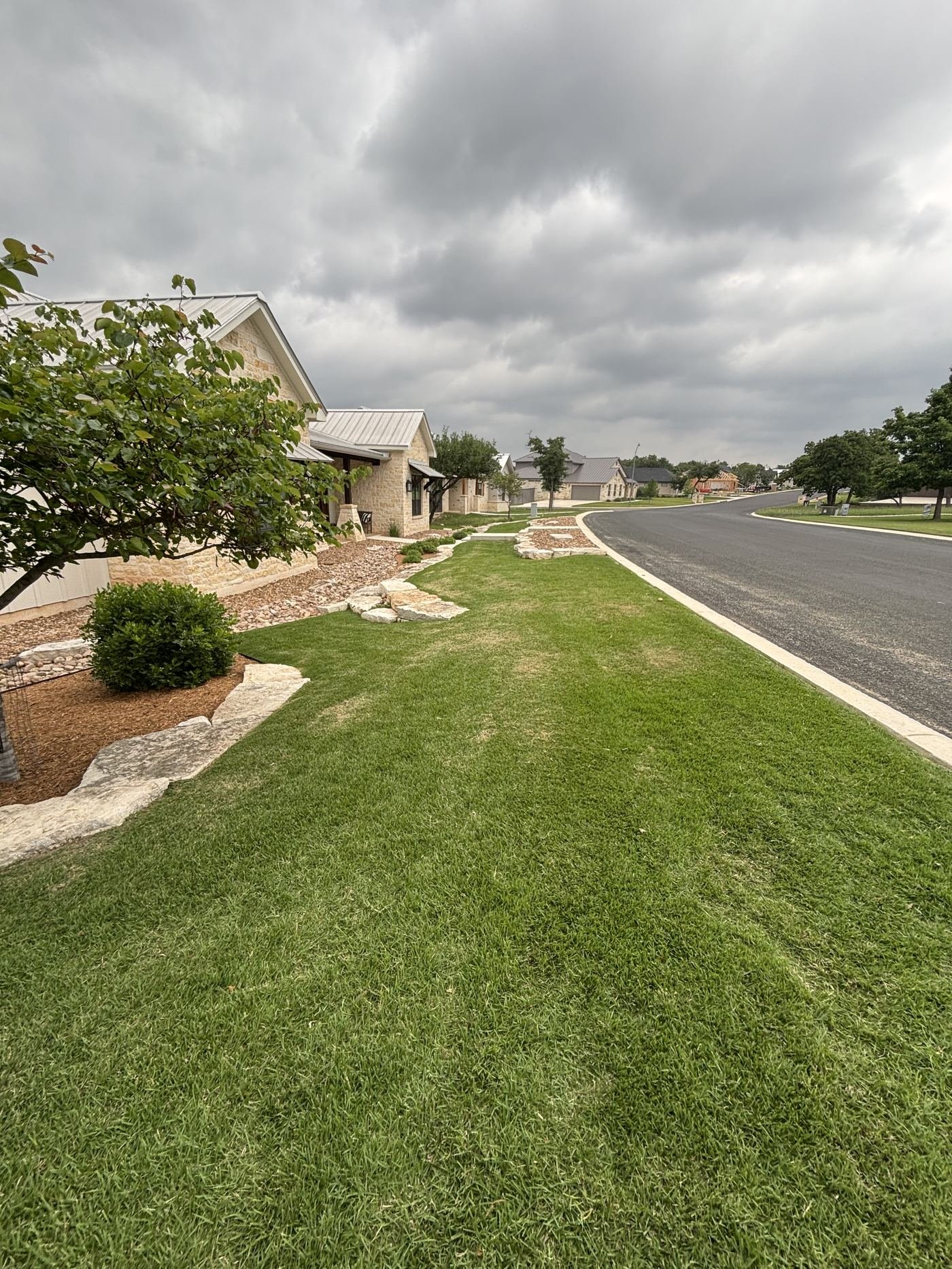 Crisp edged lawn along a neighborhood street